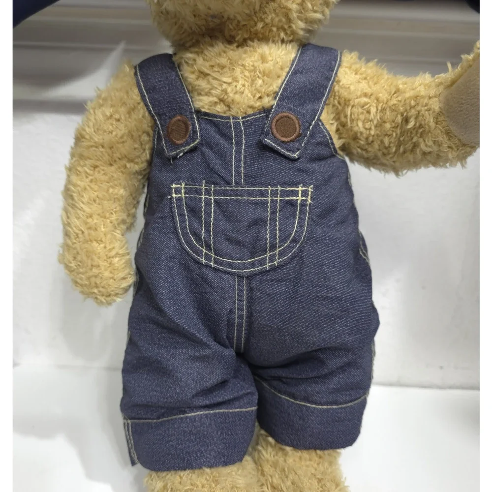 IKEA BRUMMA‎ Teddy Bear Jointed Cuddle Brown Plush in Blue Denim Overalls